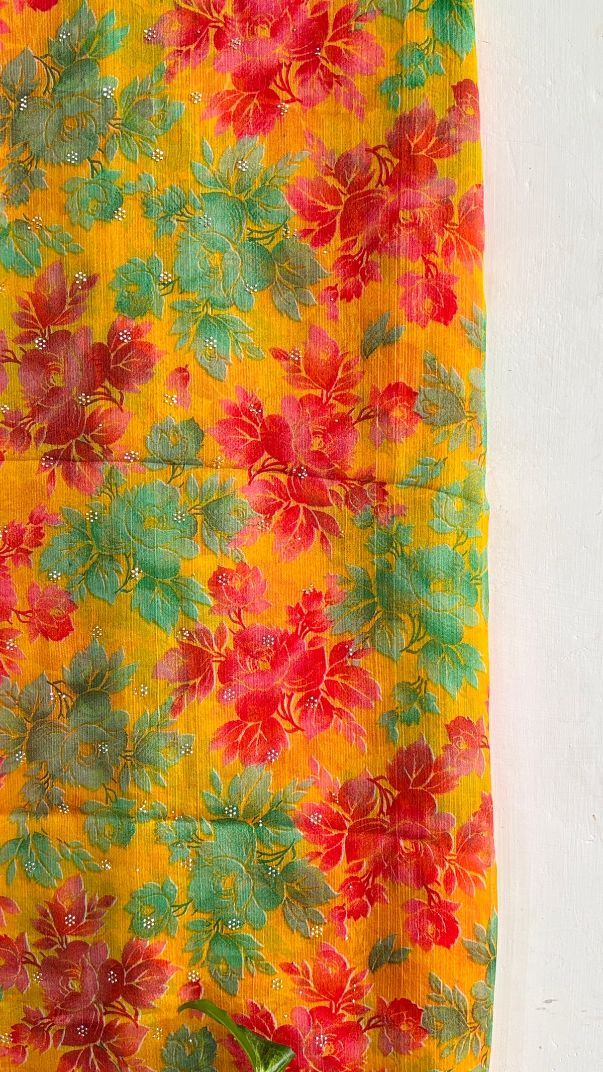 Bright Floral Printed Chiffon Saree With Stone Work